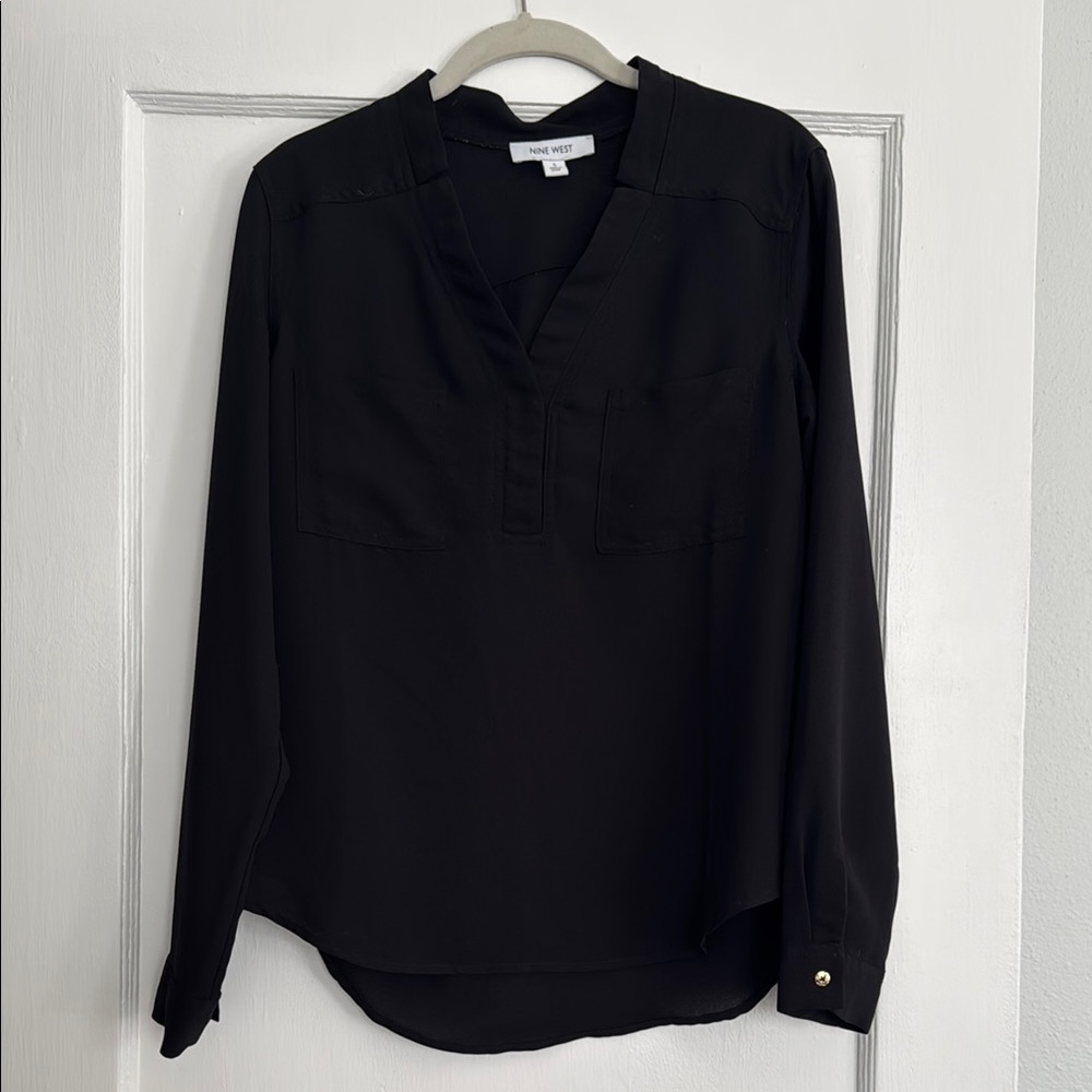 Nine West Women's Black V-Neck Blouse